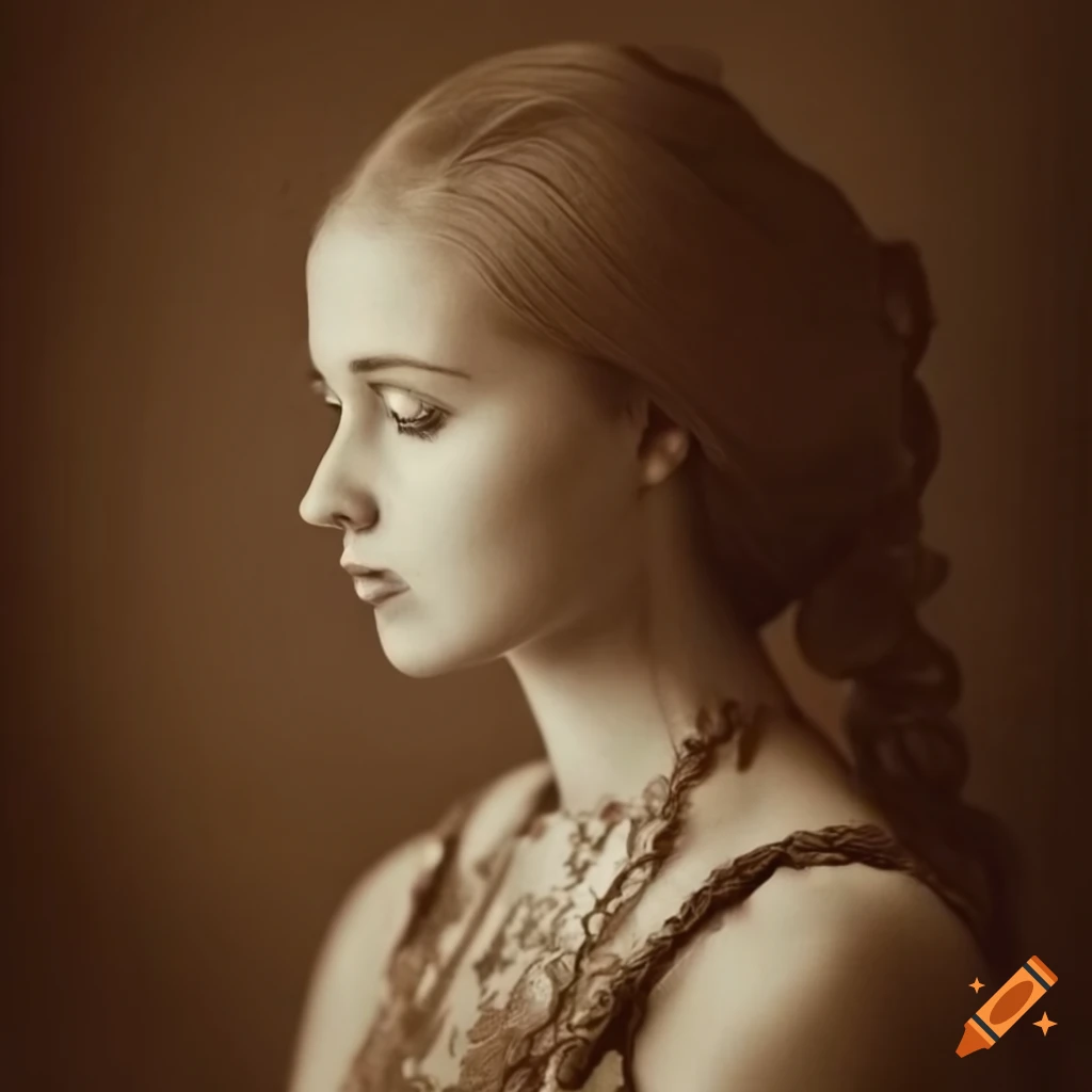 sepia vintage portrait of a young Russian woman