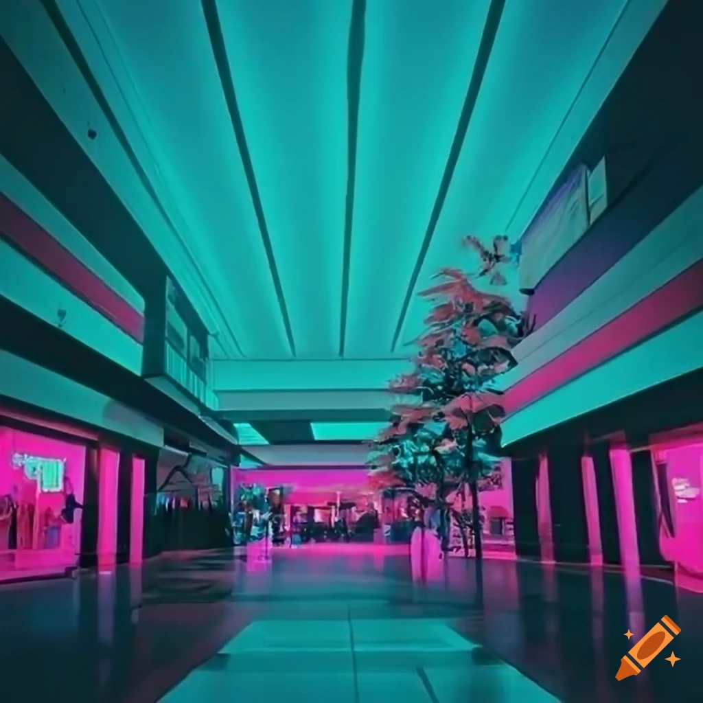 vaporwave retro mall