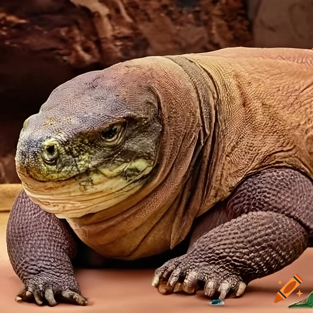 komodo dragon lying down with a large belly