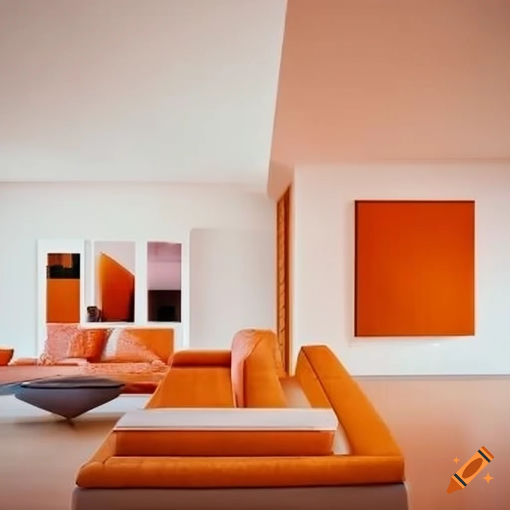 modern white and orange house interior