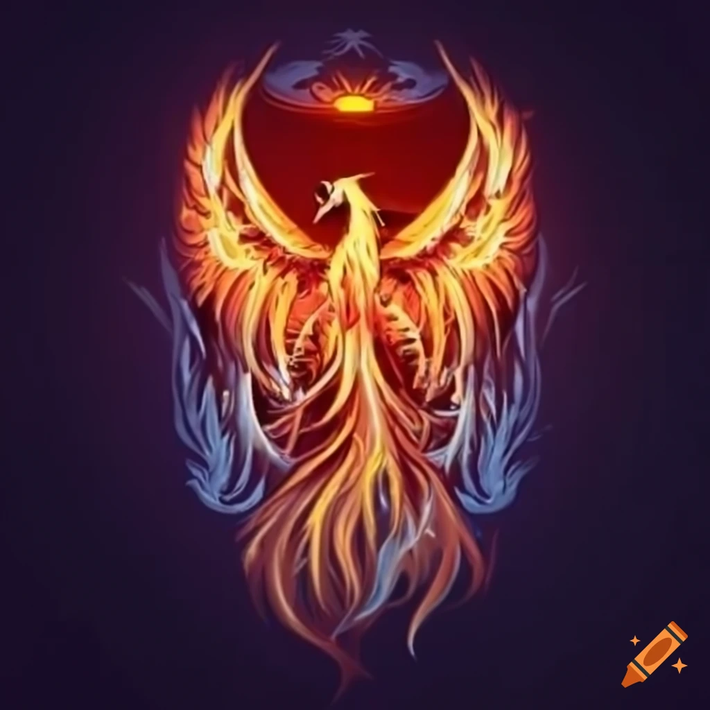 crest shield with a phoenix design