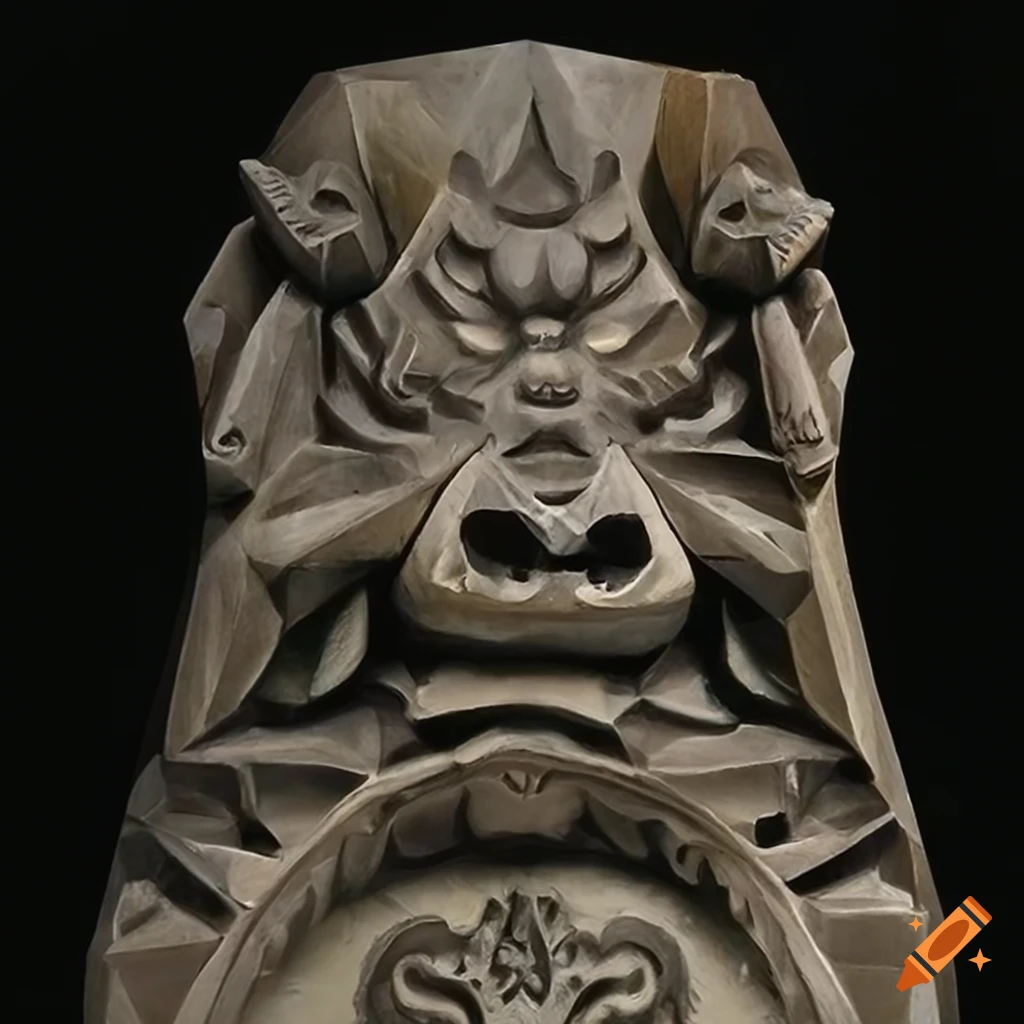 detailed sculpture with moth werewolf motif
