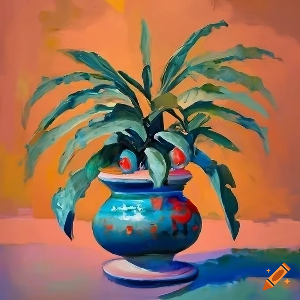 impressionist painting of a Moroccan pot plant