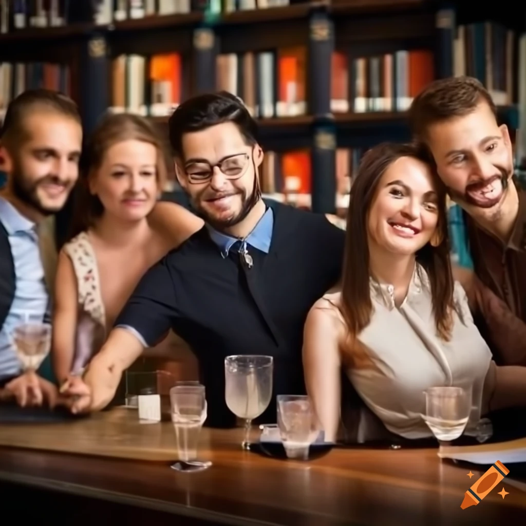 people socializing at a bar
