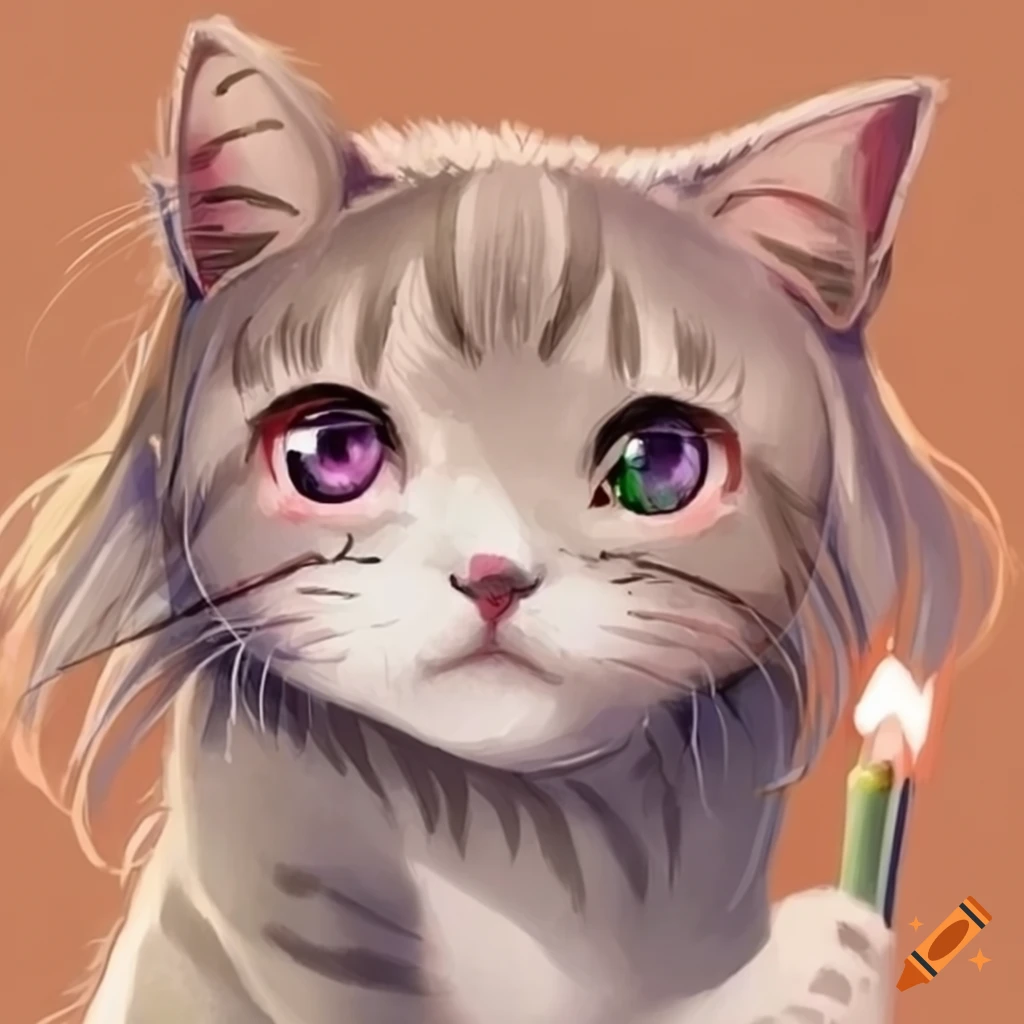 adorable crayon drawing of a cat