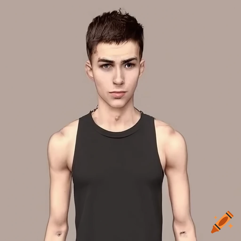 person with brown eyes and short dark brown hair