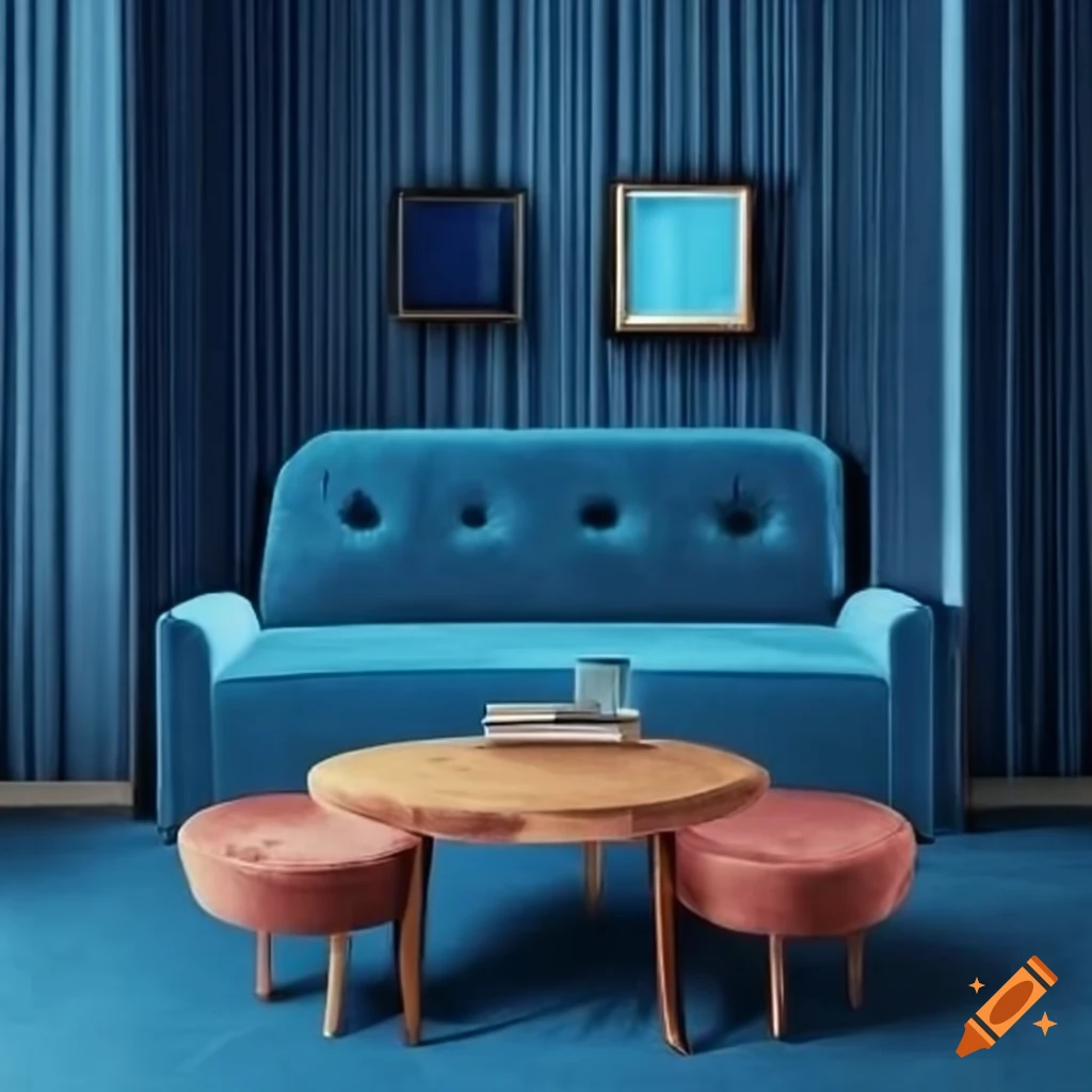 blue velvet jazz lounge with tables and chairs