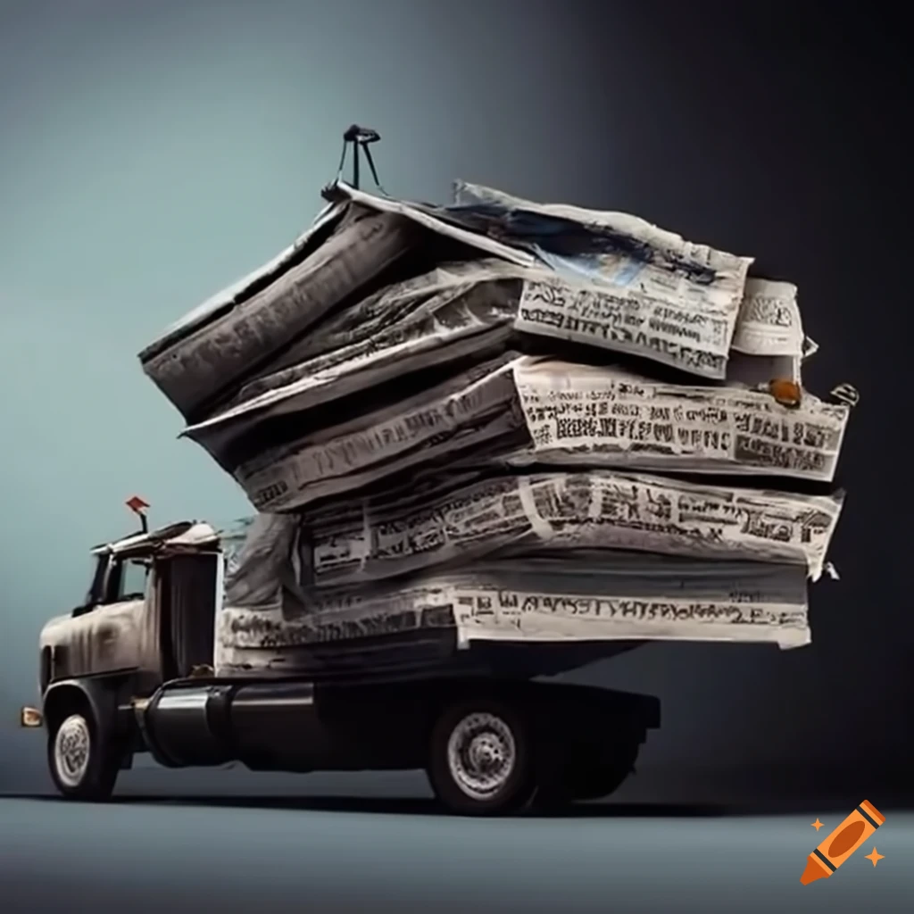 truck carrying a massive newspaper