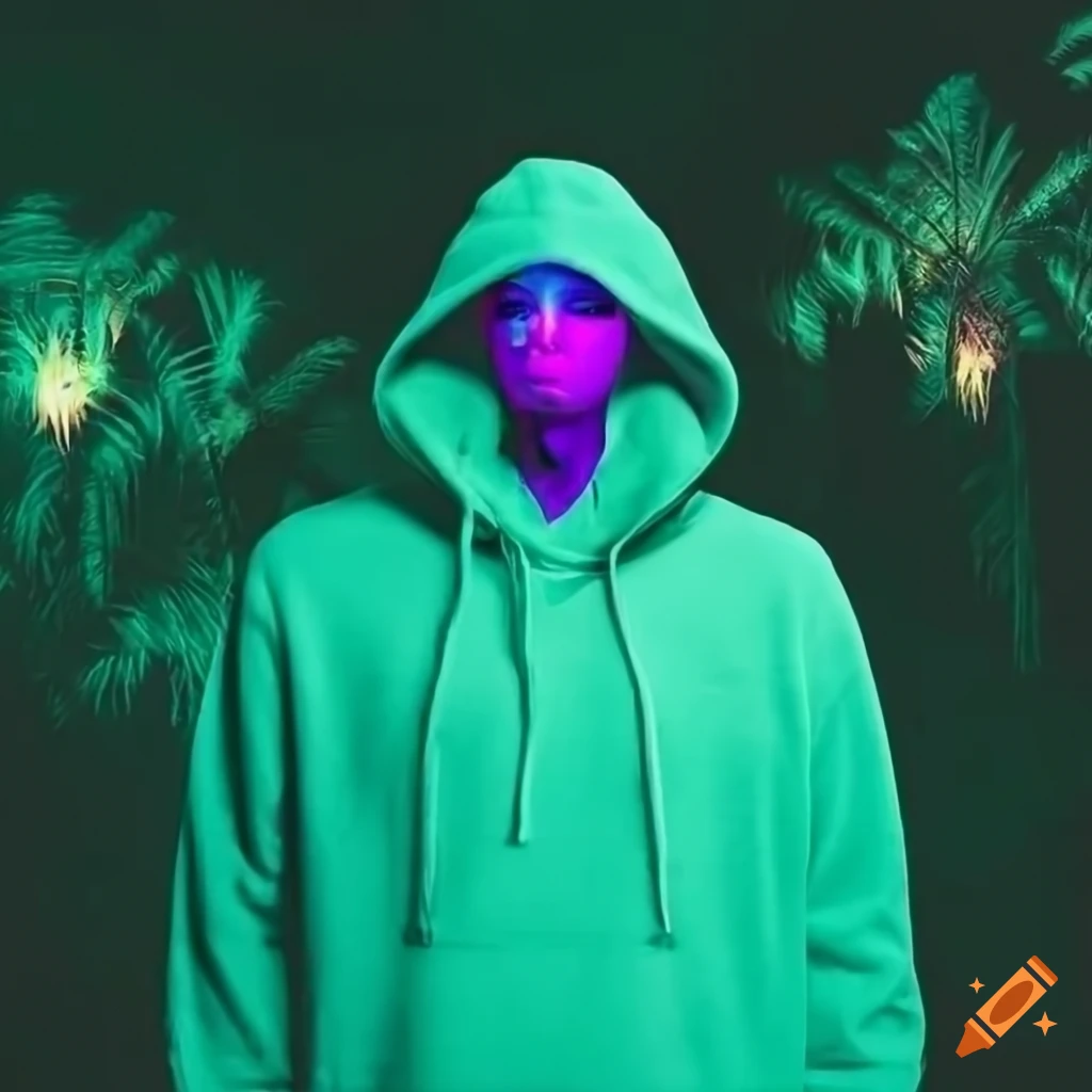 young man in colorful hoodie with unique design