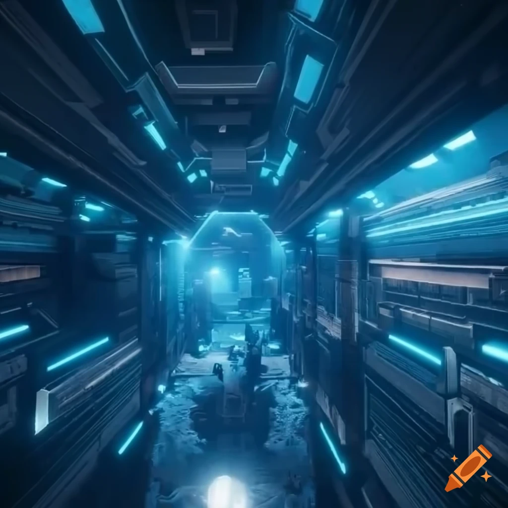 blue futuristic labyrinth viewed from above