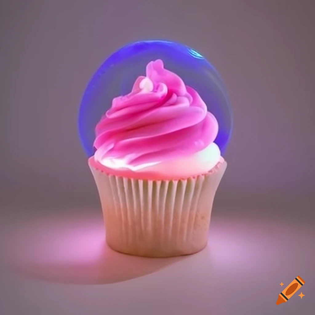 pink cupcake night light with hologram sphere