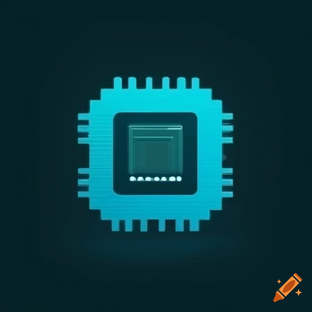 clean and minimalist CPU logo for computer science course