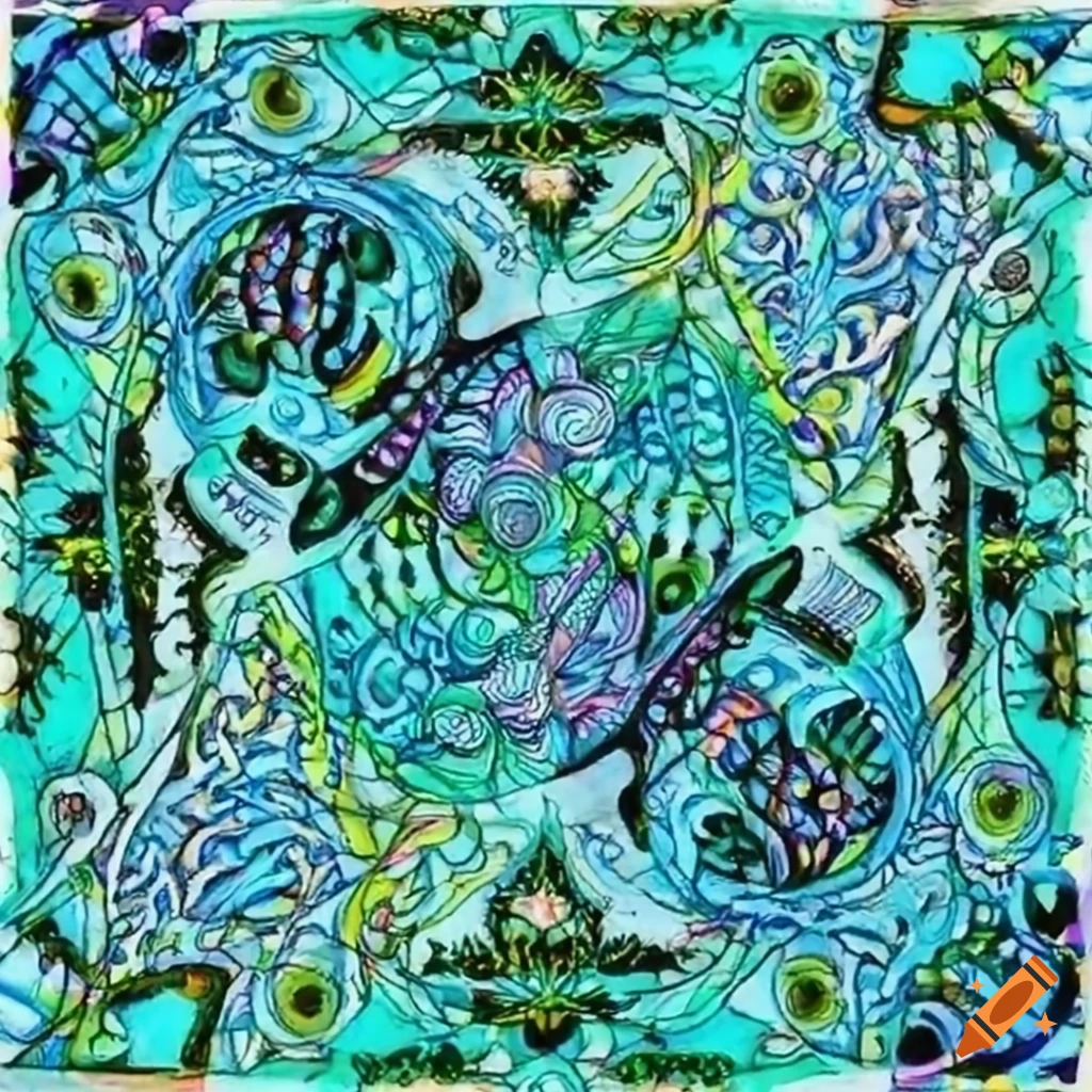 highly detailed multicolor zentangle art