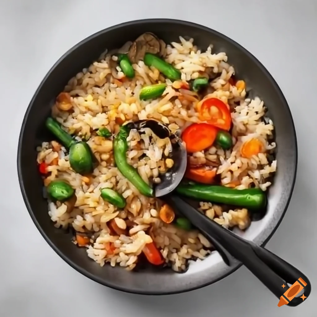 delicious vegetarian rice and vegetable stir-fry