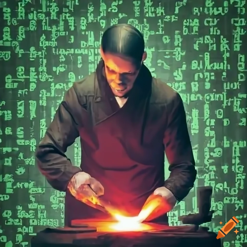 matrix-themed blacksmithing and metalworking image