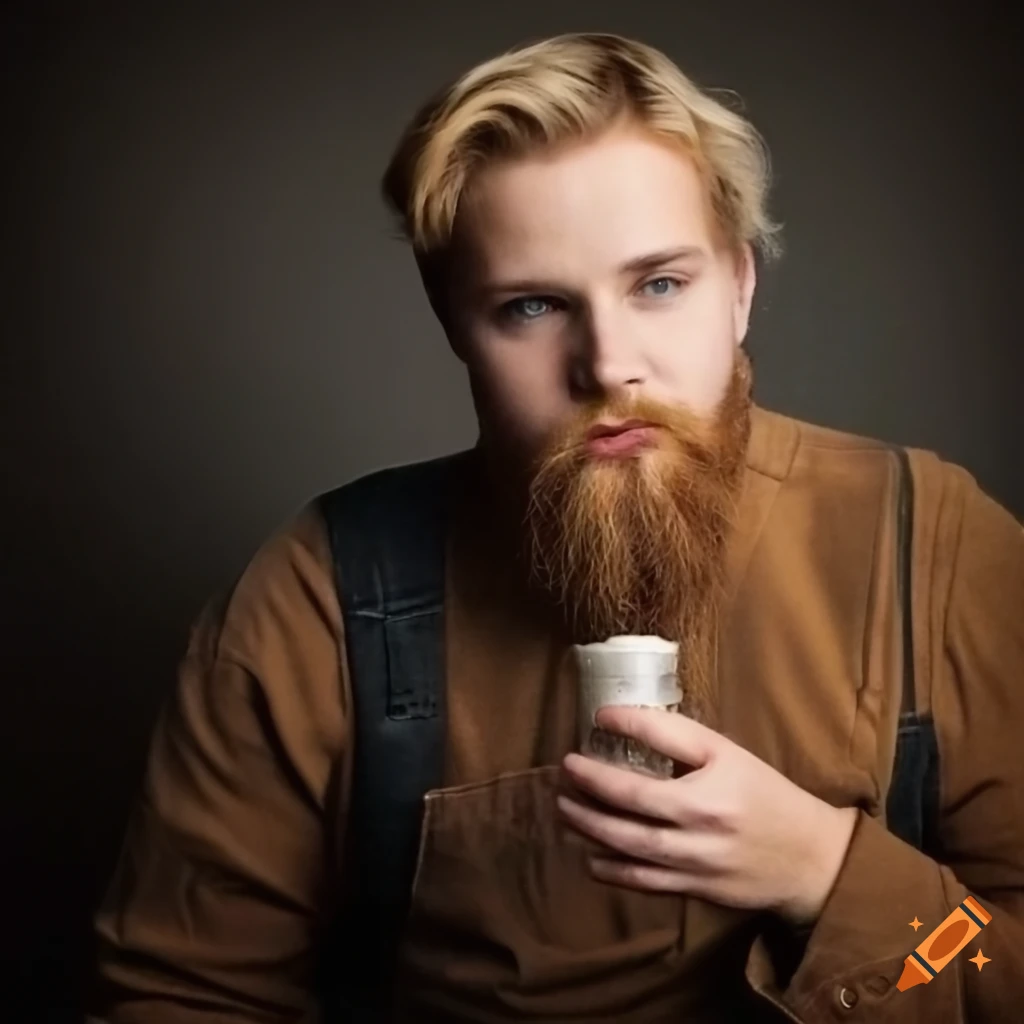 portrait of a well-dressed blonde man with a beard