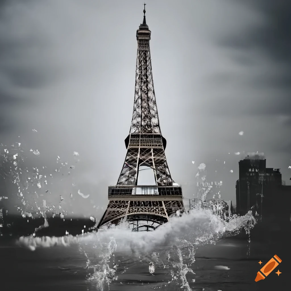 flour splashing with eiffel tower in the background