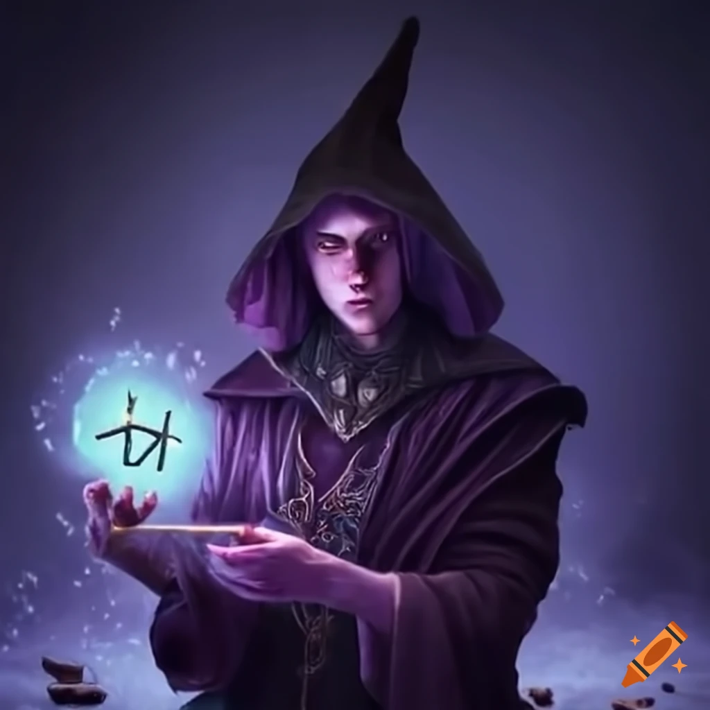image of a male witch performing a rune ritual