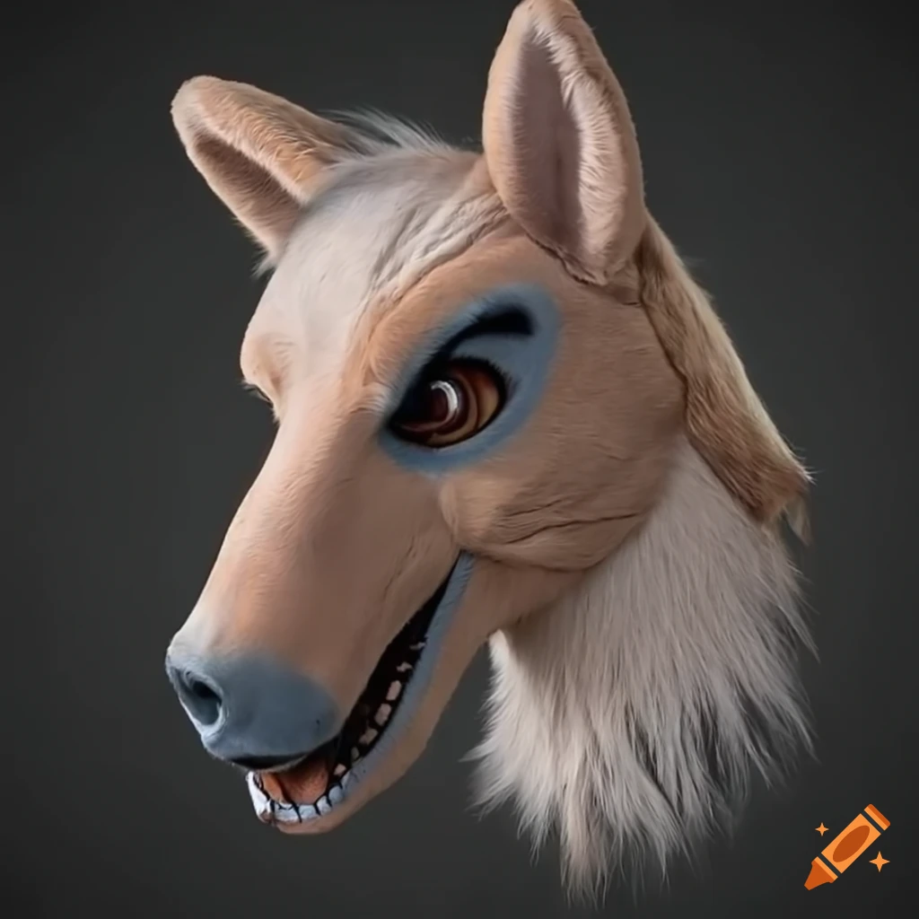 detailed horse fursuit head with realistic muzzle