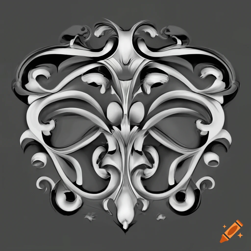 grayscale art nouveau ornament