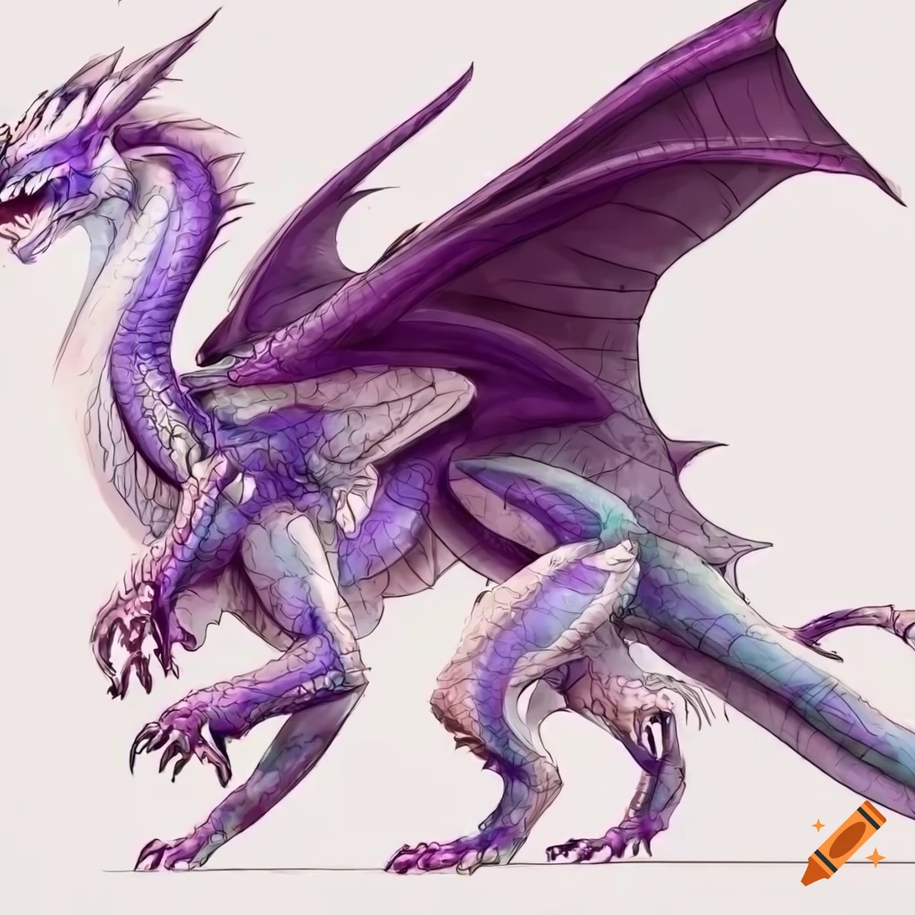 side view illustration of a detailed dragon with wings