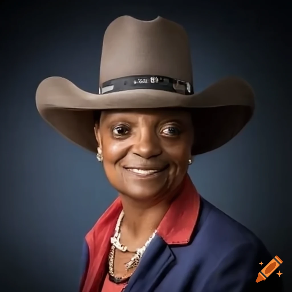 Lori Lightfoot wearing a cowboy hat