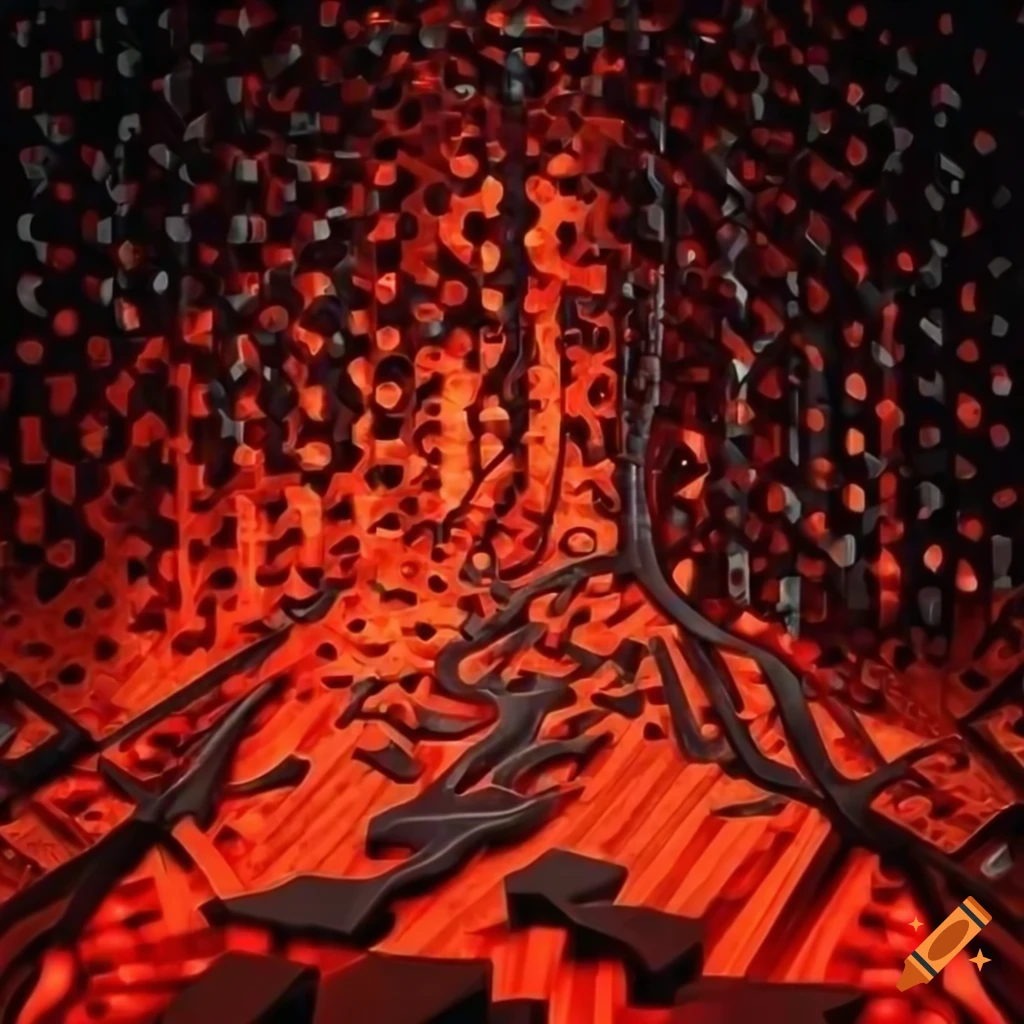 futuristic image of hot metal forging with flowing matrix numbers
