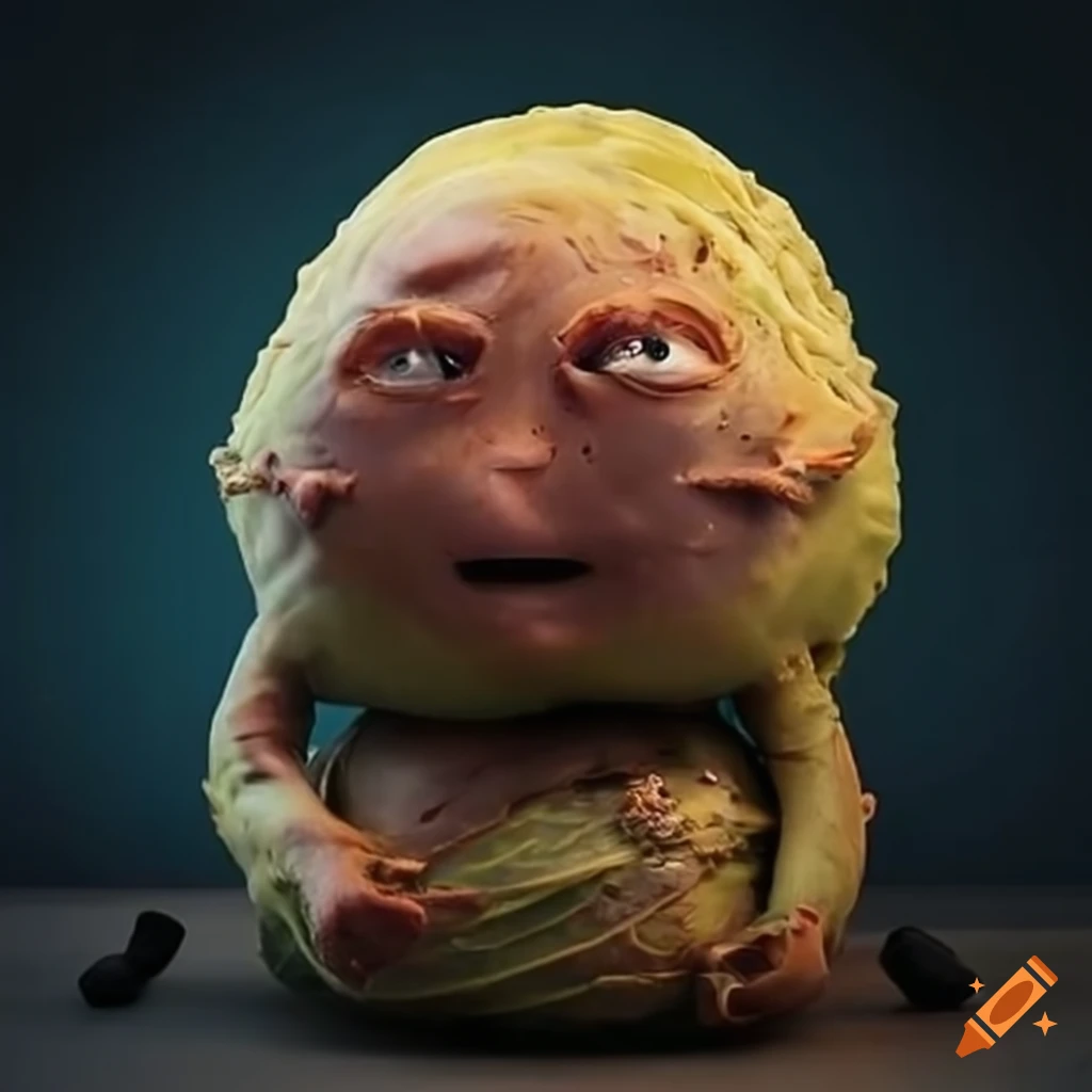 creative art of a boy made out of cabbage