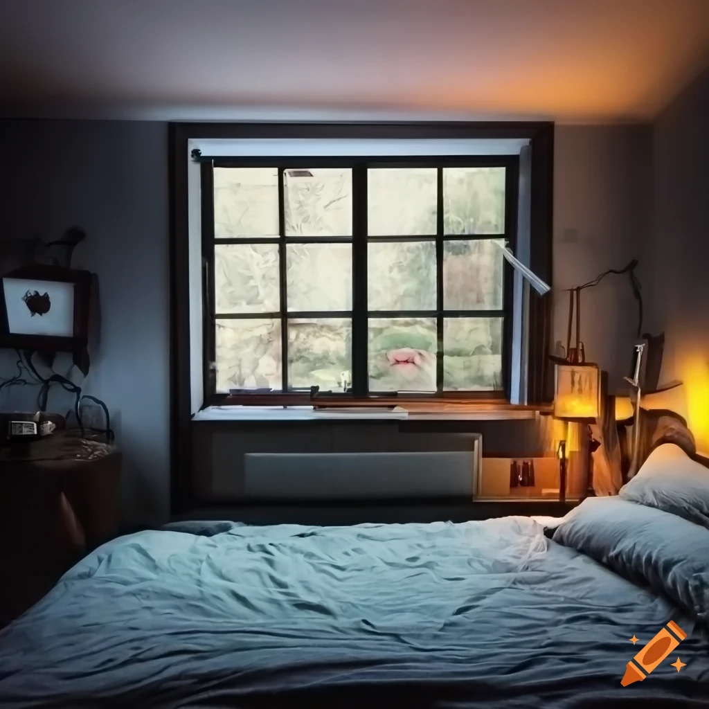 cozy room with a view of pond from window