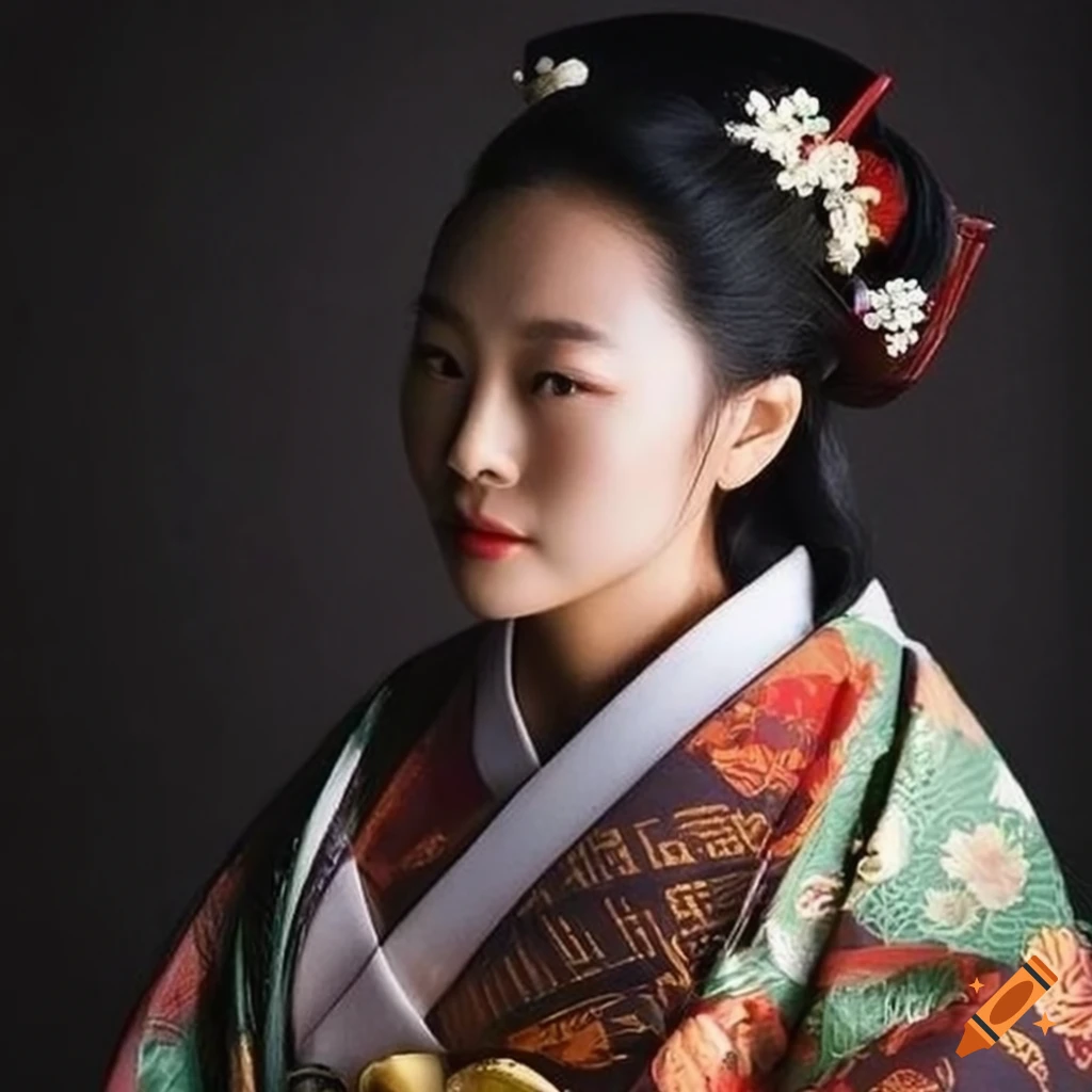 hyper realistic portrait of a traditional Japanese woman