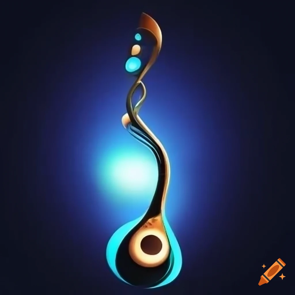 cubist abstract musical instrument on white background