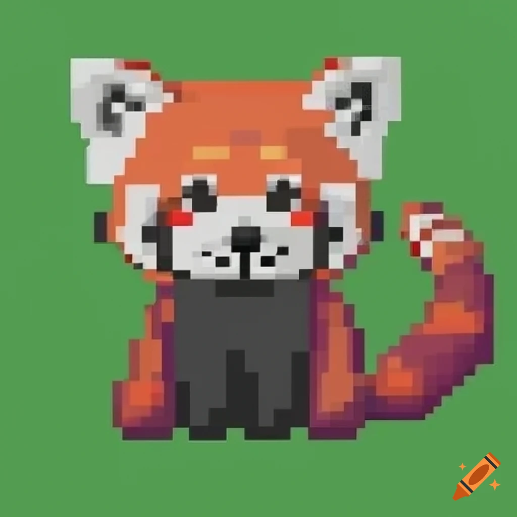 cute pixel art of a red panda