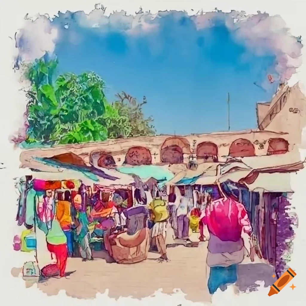 lofi-style image of a Mexican tianguis