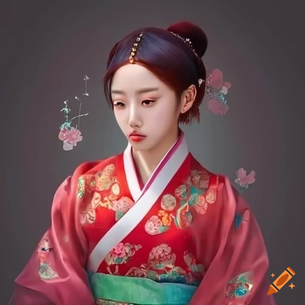 portrait of a Korean girl in traditional dress