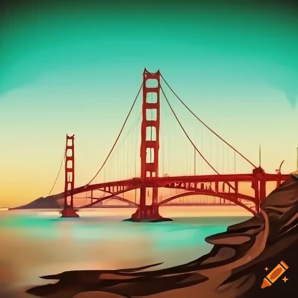 golden gate bridge in the background of a disc golf basket