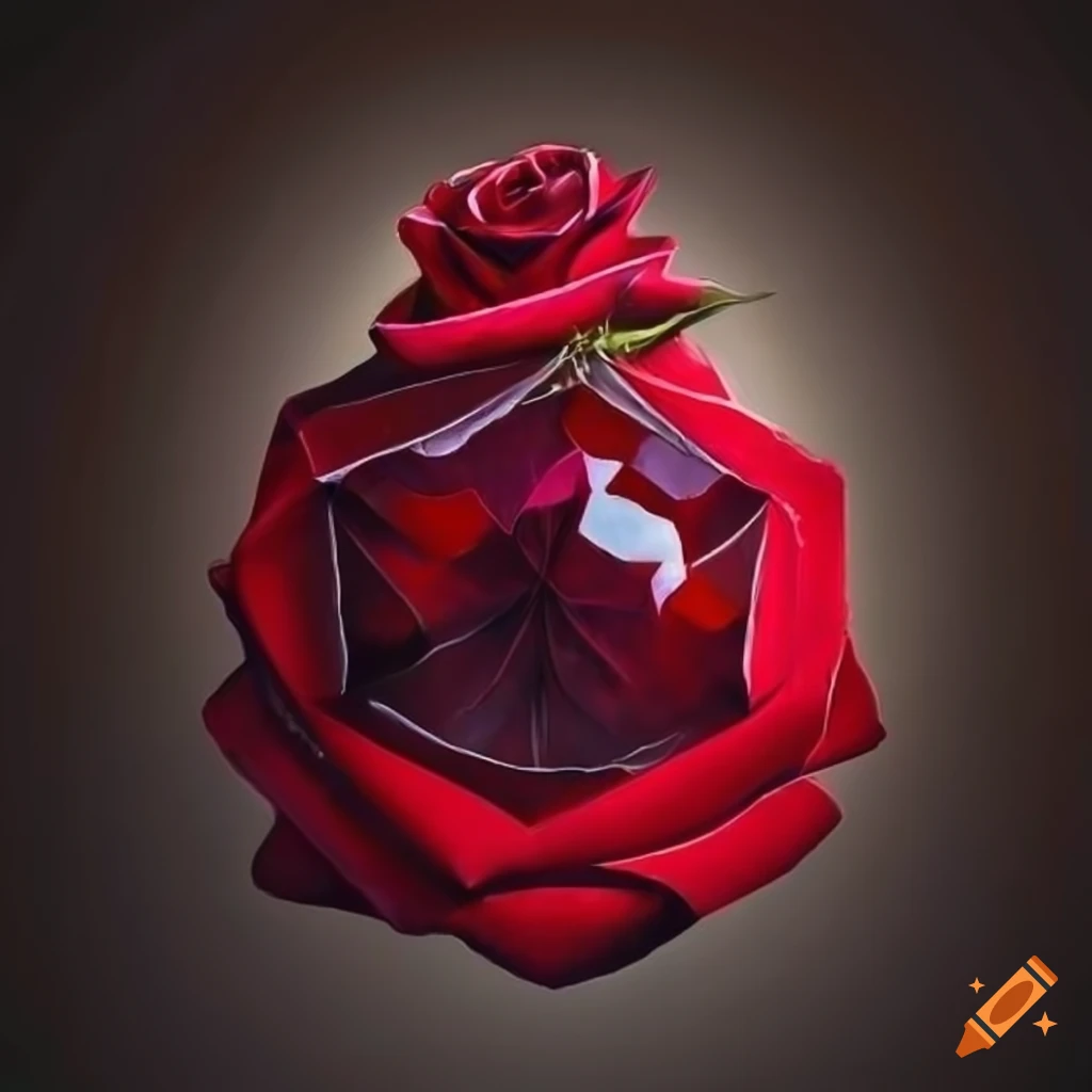 artwork of a ruby and rose intertwined