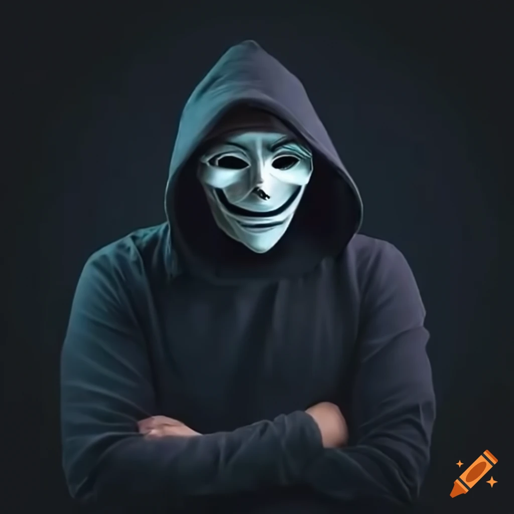 digital art of a mysterious hacker with a bird on its shoulder