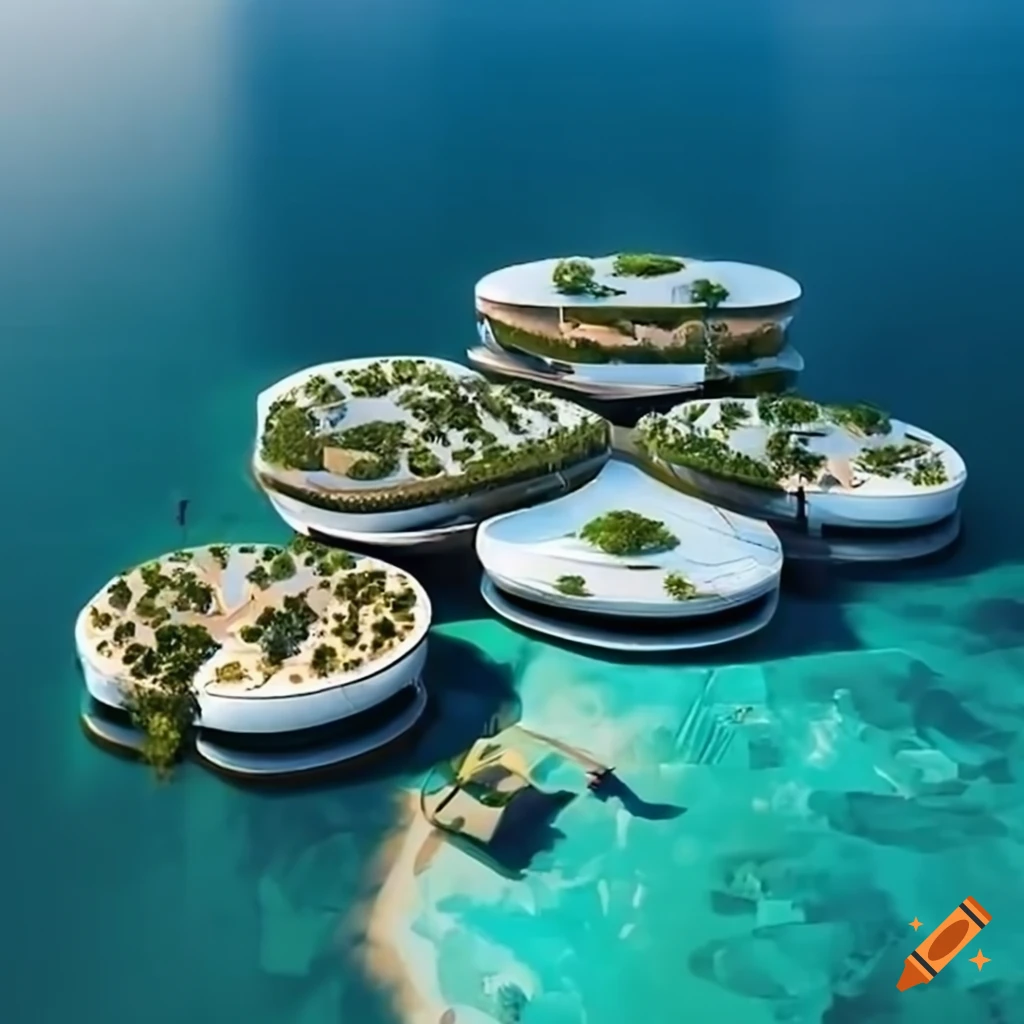 future architecture in Miami floating on water