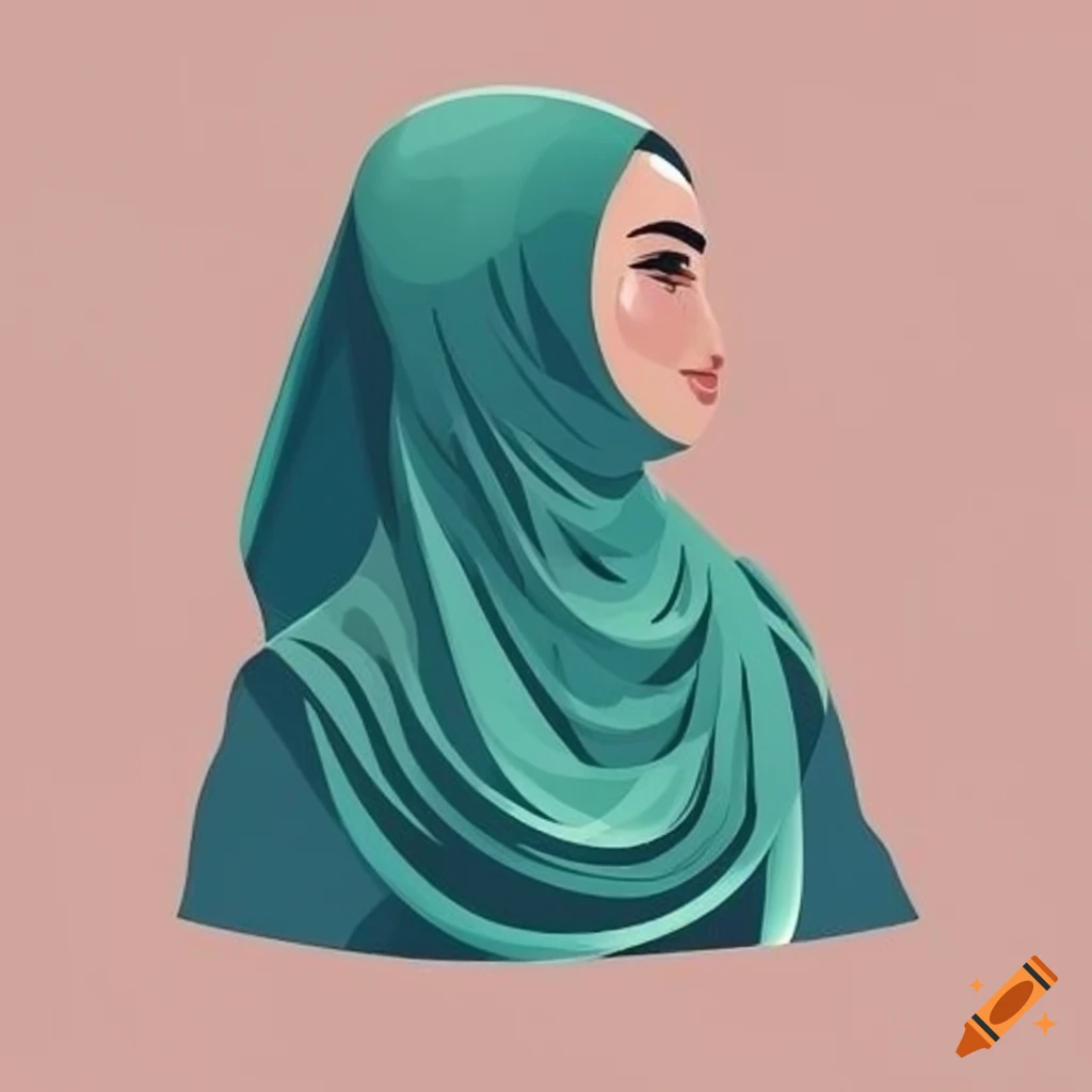 vector logo of a woman wearing hijab with a gift box