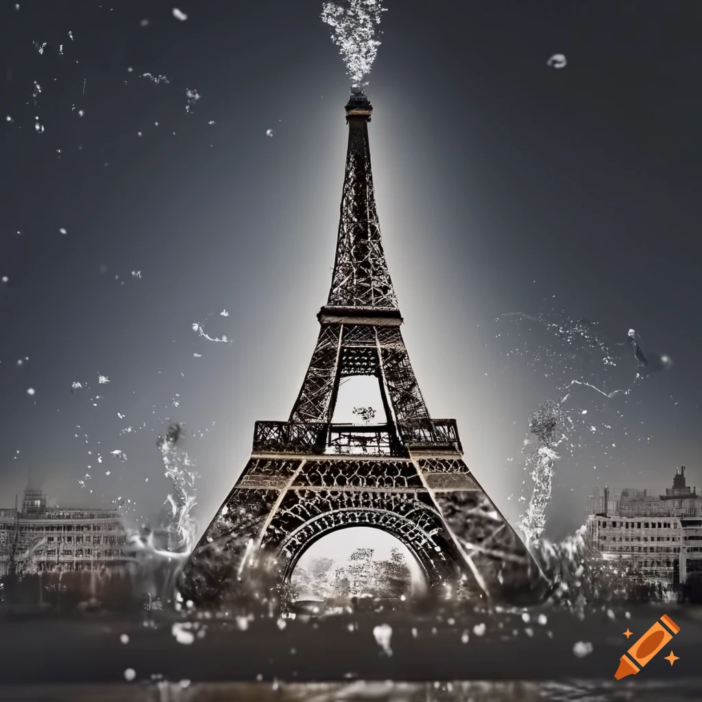 flour splashing with eiffel tower in the background