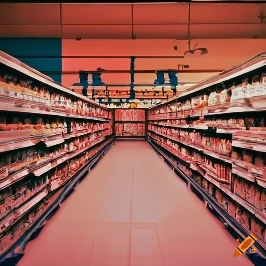 vibrant 1980s grocery store