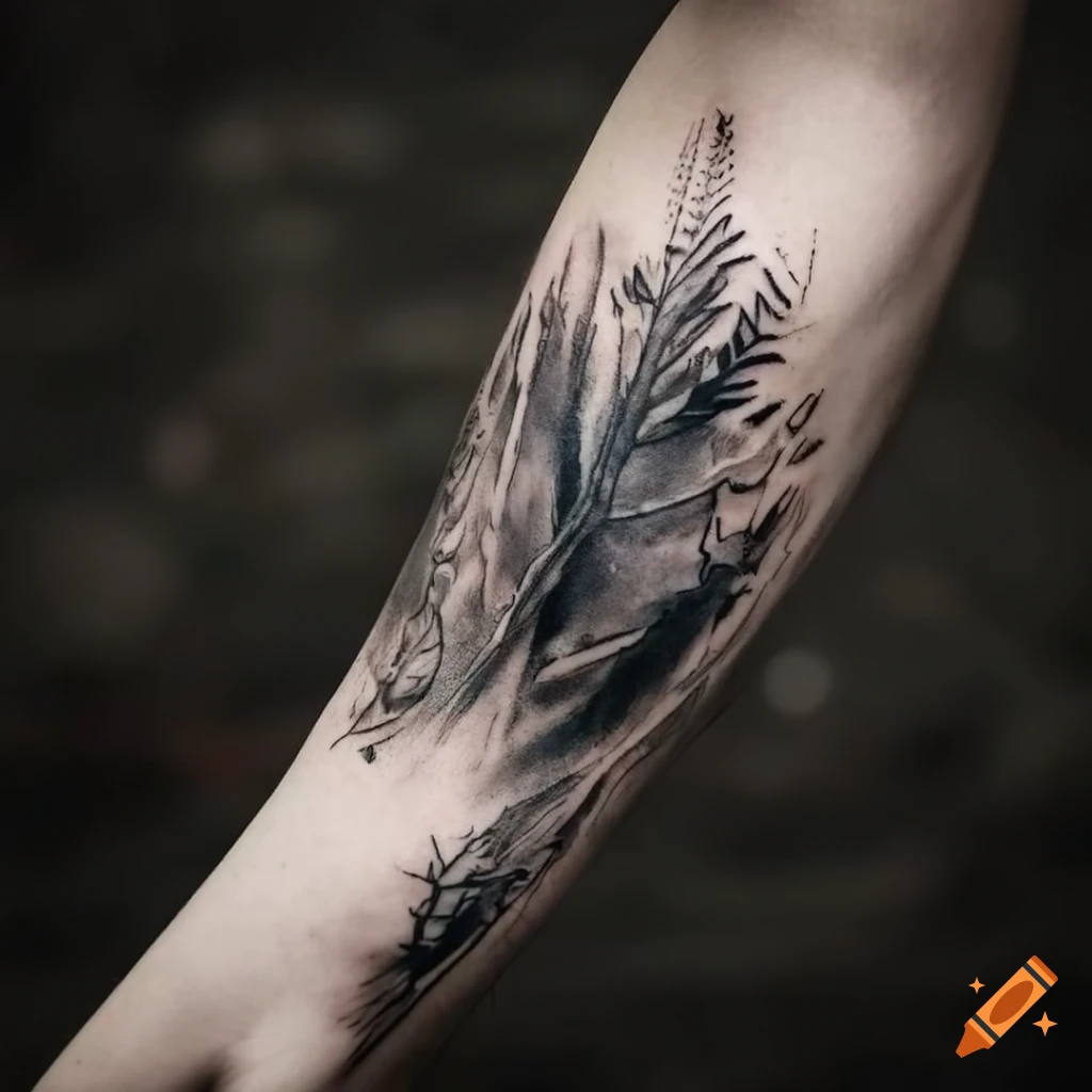 forest themed full sleeve arm tattoos