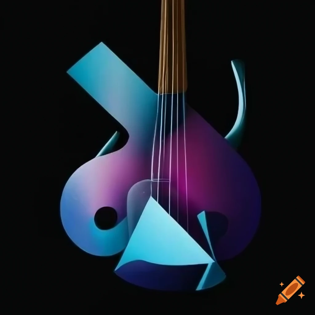 abstract cubic musical instrument on white background