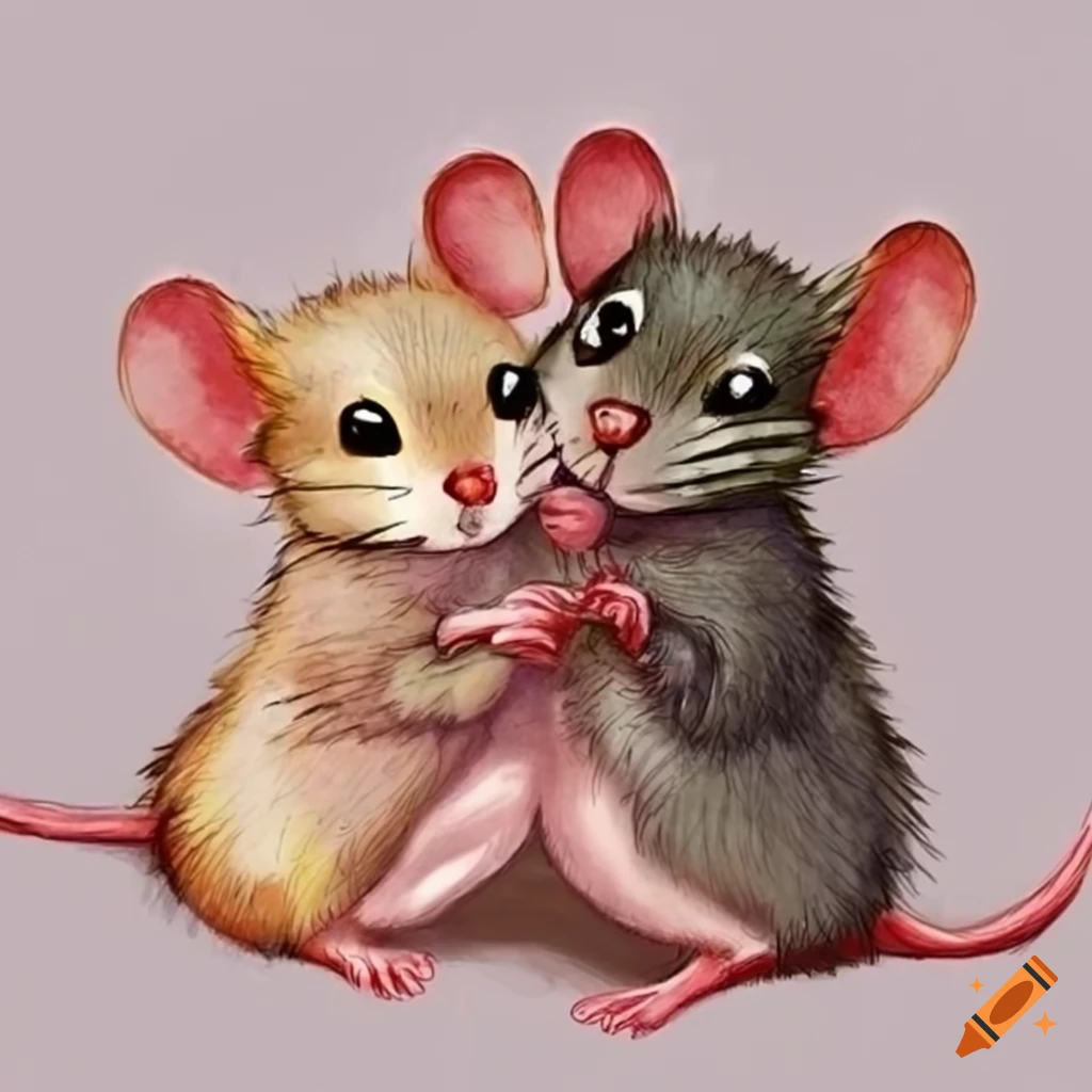 doodle of two angelic rats