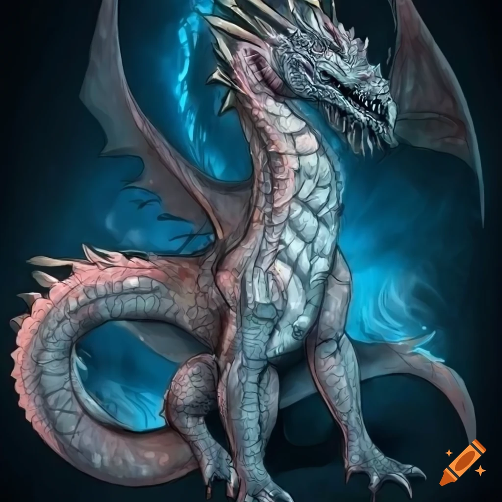side view illustration of a detailed dragon with wings