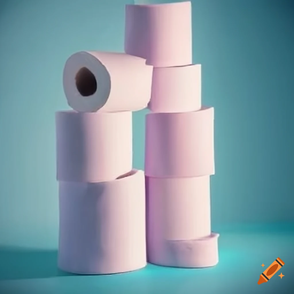 creative concept with towers of toilet paper