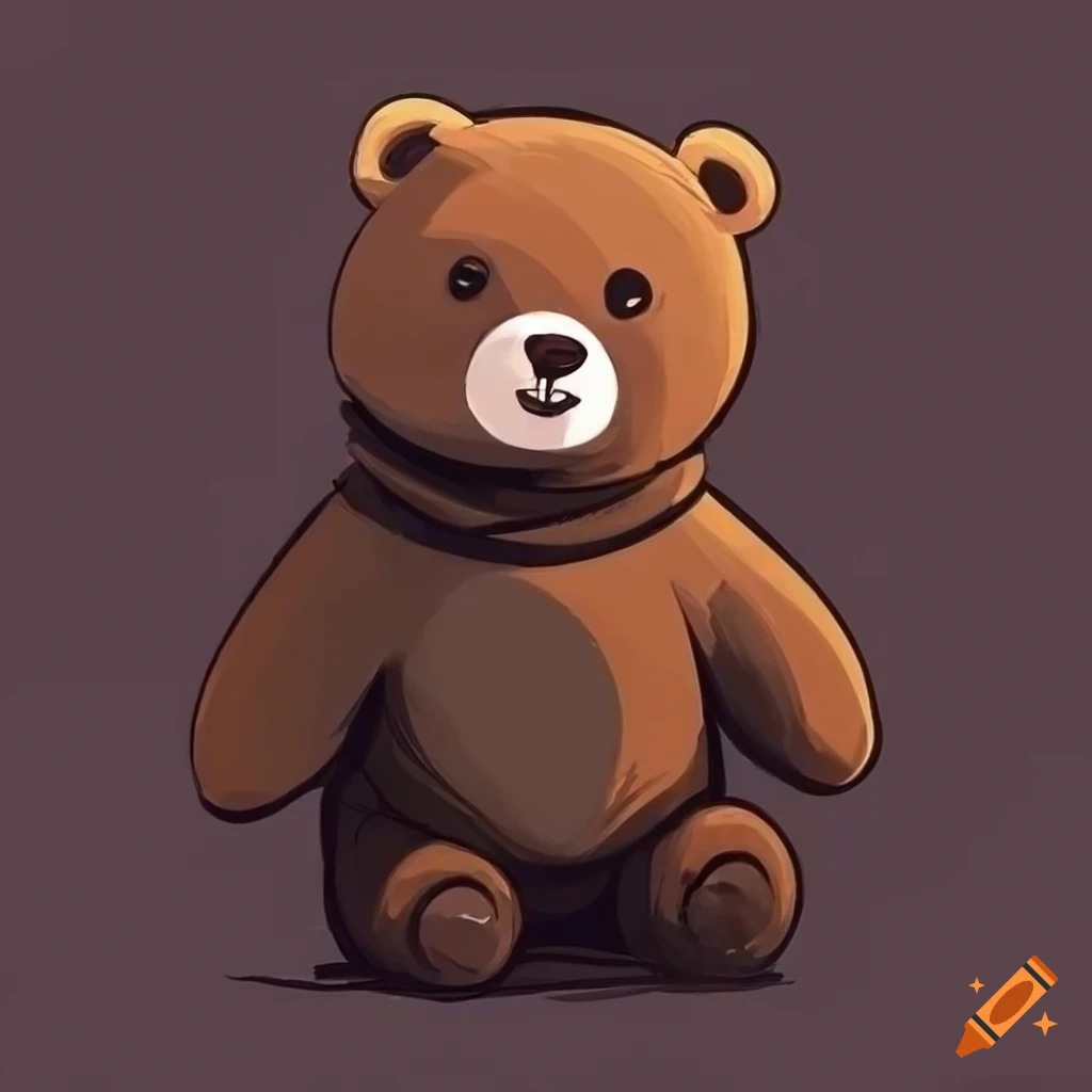 coloured sketch of an adorable bear in dark academia clothing
