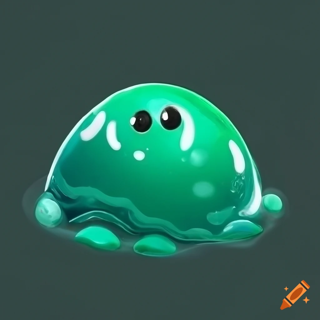 cute sea foam green slime figure on black backdrop
