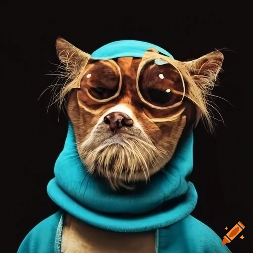 sad animal in clothes