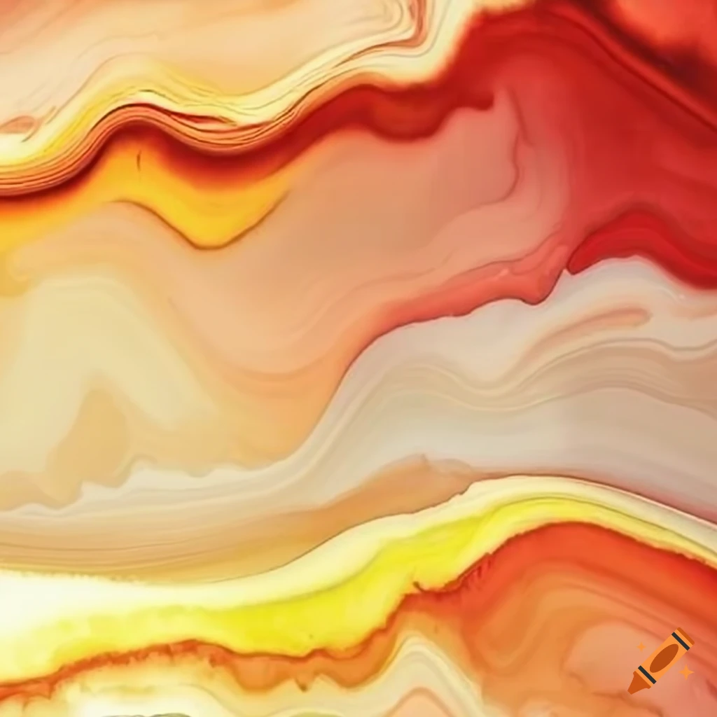 swirling flow of beige, red, yellow, and green watercolors
